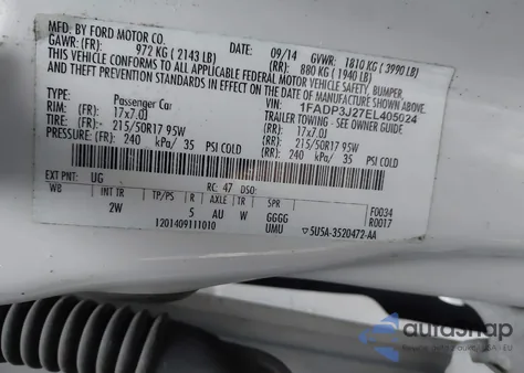 2014 Ford Focus Titanium z USA, uszkodzony, nr VIN 1FADP3J27EL405024